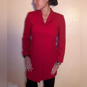 Hillard & Hanson Elegant Chic Red Long Single-Breasted Blazer